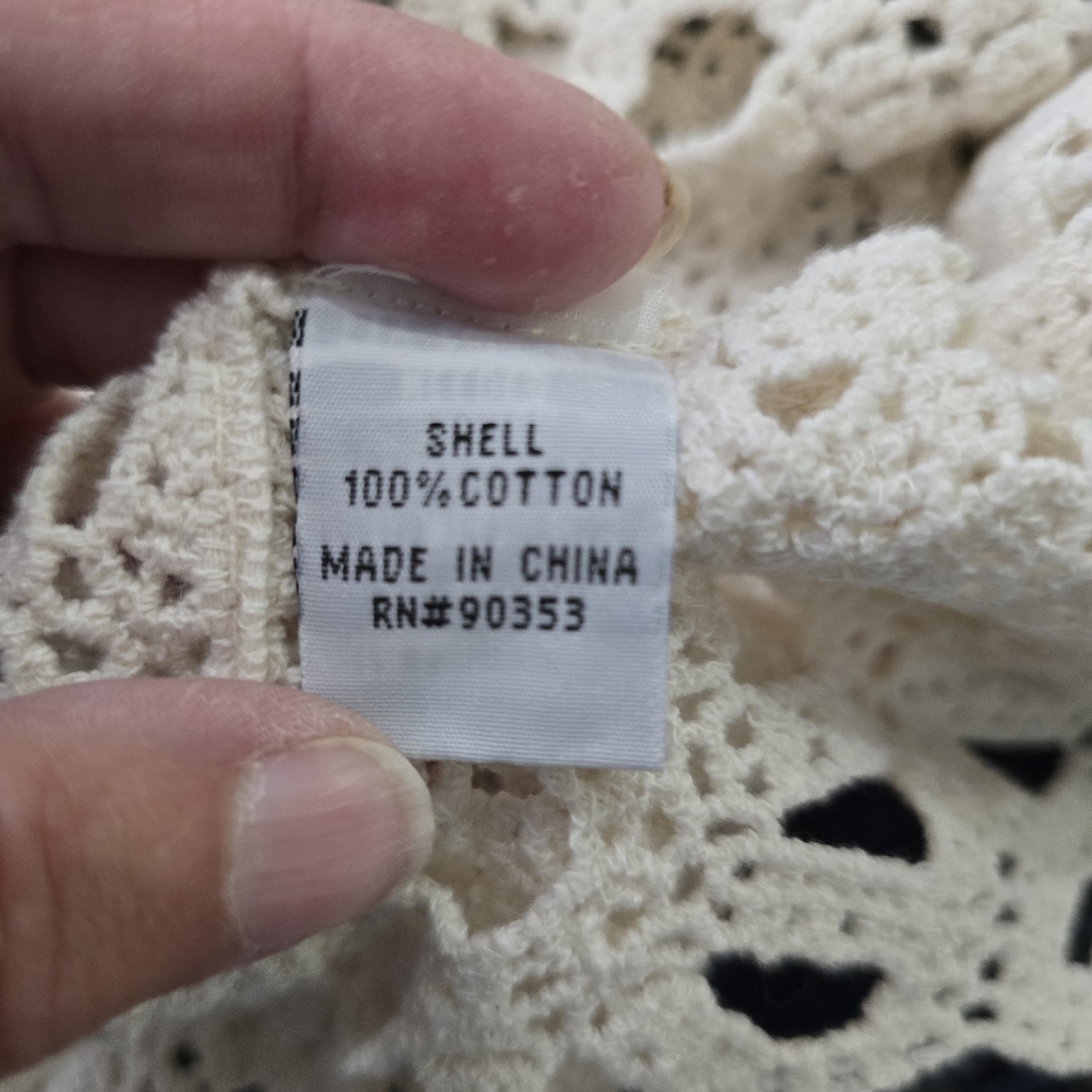 Rebellion Off‎ White Crochet Womens Short Sleeve Top XS - Picture 7 of 9